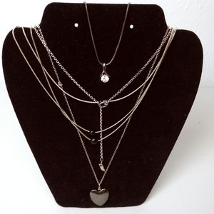 Minimalist Silver Tone Women's Necklaces Bundle Of 4